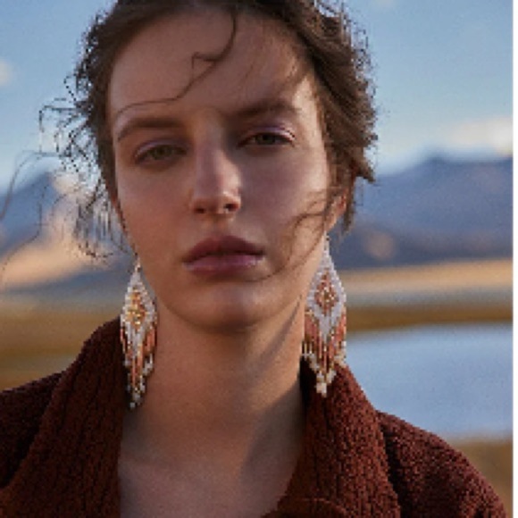 Myra Bag Jewelry - 💕Spring New Coral Orange Gold White Beaded tassel boho western tribal earrings